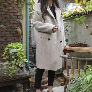 Lapel Collar Double-buttoned Woolen Coat