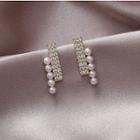 Rhinestone Faux Pearl Bar Earring As Shown In Figure - One Size