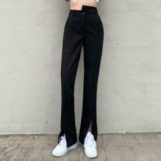Slitted Boot-cut Pants / Long-sleeve Top