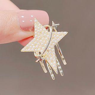 Star Faux Pearl Alloy Hair Clip Ly1972 - Gold - One Size