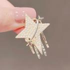 Star Faux Pearl Alloy Hair Clip Ly1972 - Gold - One Size