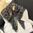 Printed Satin Scarf Blue - One Size