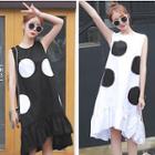 Ruffle Hem Polka Dot Sleeveless A-line Dress