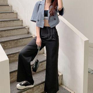 Short-sleeve Blazer / Wide-leg Pants / Set