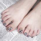 Embellished Faux Nail Tips J-161 - Rhinestone - Silver & Gray - One Size