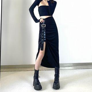 Floral Panel Asymmetrical Skirt