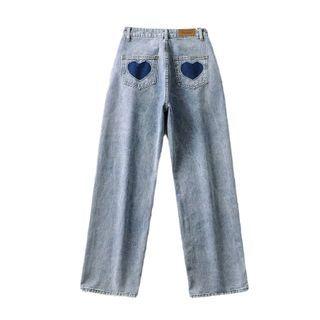 Heart Applique Straight Leg Jeans
