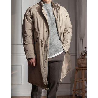 Stand-collar Long Padded Safari Jacket