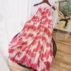 Sleeveless Dyed Chiffon A-line Maxi Dress Rose Pink - One Size
