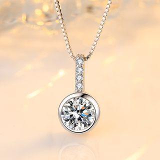S925 Sterling Silver Rhinestone Pendant Pendant (without Chain) - One Size