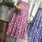 Floral Print Elastic-waist Skirt