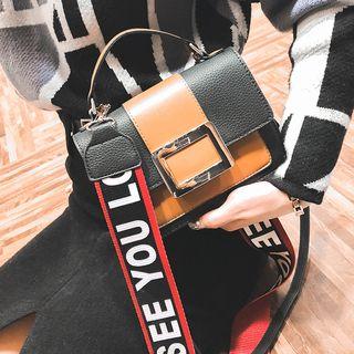 Lettering Strap Color Block Crossbody Bag