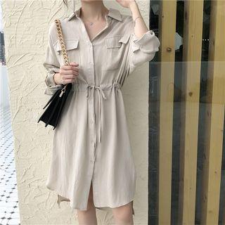 Shirtdress With Sash Almond - One Size