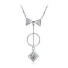 925 Sterling Silver Bow Necklace With White Austrian Element Crystal Silver - One Size