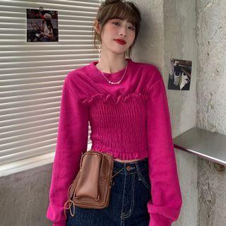Shirred Panel Cropped Sweatshirt