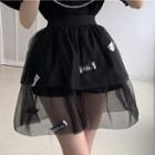 Applique Mesh Mini A-line Skirt