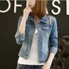 Distressed Slim Cut Denim Jacket