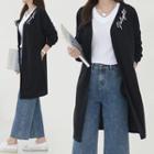 Letter Open-front Long Cardigan