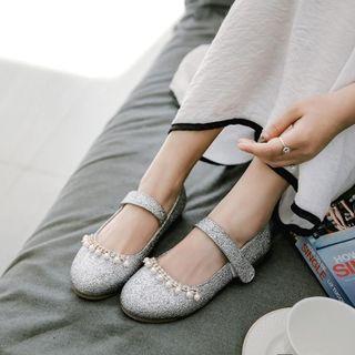 Faux Pearl Sequined Mary Jane Shoes