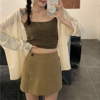 Cropped Camisole Top / Cardigan / Plain Skort