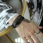 Faux Leather Layered Bracelet 1pc - 1480 - Black - One Size