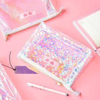 Sequined Transparent Zip Pouch