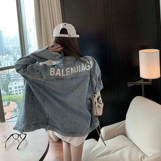 Lettering Tank Top / Pleated Mini Skirt / Printed Letter Oversize Jacket