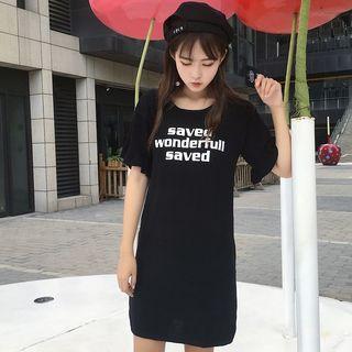 Letter Short-sleeve Knit Dress