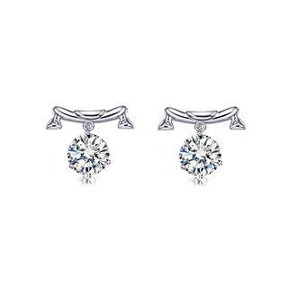 925 Sterling Silver Twelve Horoscope Libra Stud Earrings With White Cubic Zircon