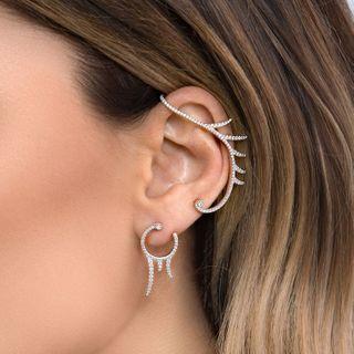 Non-matching Rhinestone Alloy Cuff Earring