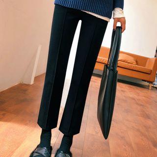 Plaid Panel Cropped Boot-cut Pants
