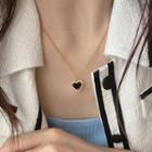 Heart Rhinestone Pendant Alloy Necklace Necklace - Black & Love Heart - One Size