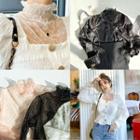 High-neck Glittered See-through Top