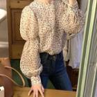 Puff Sleeve Floral Print Blouse Off-white - One Size