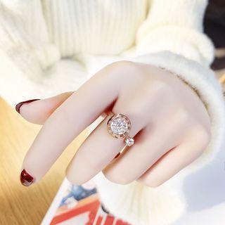 Roman Number Engraved Rhinestone Open Ring
