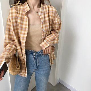 Plaid Shirt Light Yellow - One Size