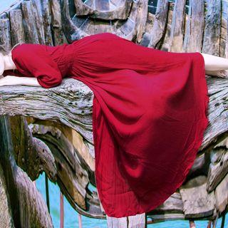 V-neck Plain Maxi Sundress