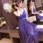 Spaghetti Strap V-neck Midi Cocktail Dress