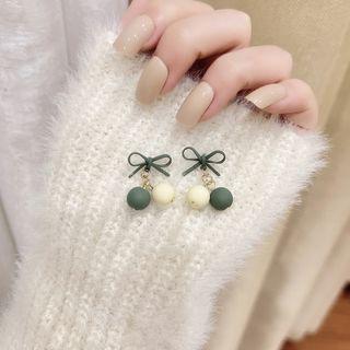 Two-tone Bow Drop Earring / Clip-on Earring