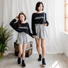 Family Matching Long-sleeve Lettering T-shirt / Wide-leg Shorts / Set