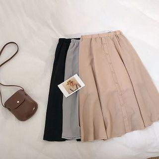 Midi Buttoned A-line Skirt