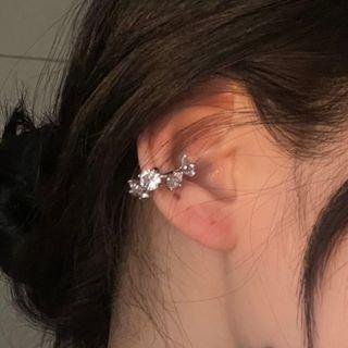 Rhinestone Ear Cuff 1853a - 1 Pc - Rhinestone Ear Cuff - Silver - One Size