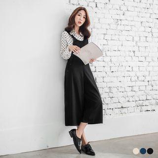 Textured Wide-leg Suspender Pants