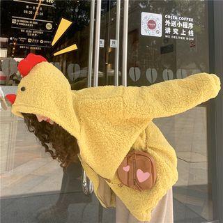 Faux Shearling Animal Zip Hoodie