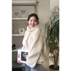 Faux-fur Boxy Hoodie Beige - One Size