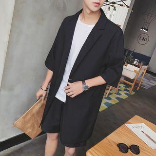 Single-button 3/4-sleeve Jacket