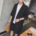 Single-button 3/4-sleeve Jacket