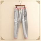 Contrast Trim Printed Sweatpants