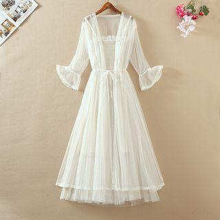 Mesh Camisole Dress 2-piece Set