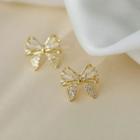Bow Rhinestone Alloy Earring 1 Pair - D1441-1 - Gold - One Size